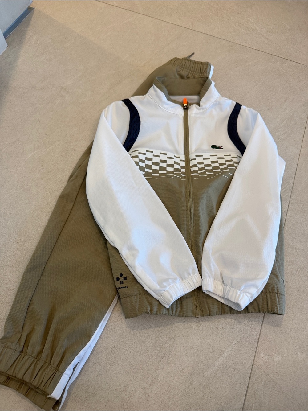 Kids Lacoste White & Khaki Two-Piece Track Set